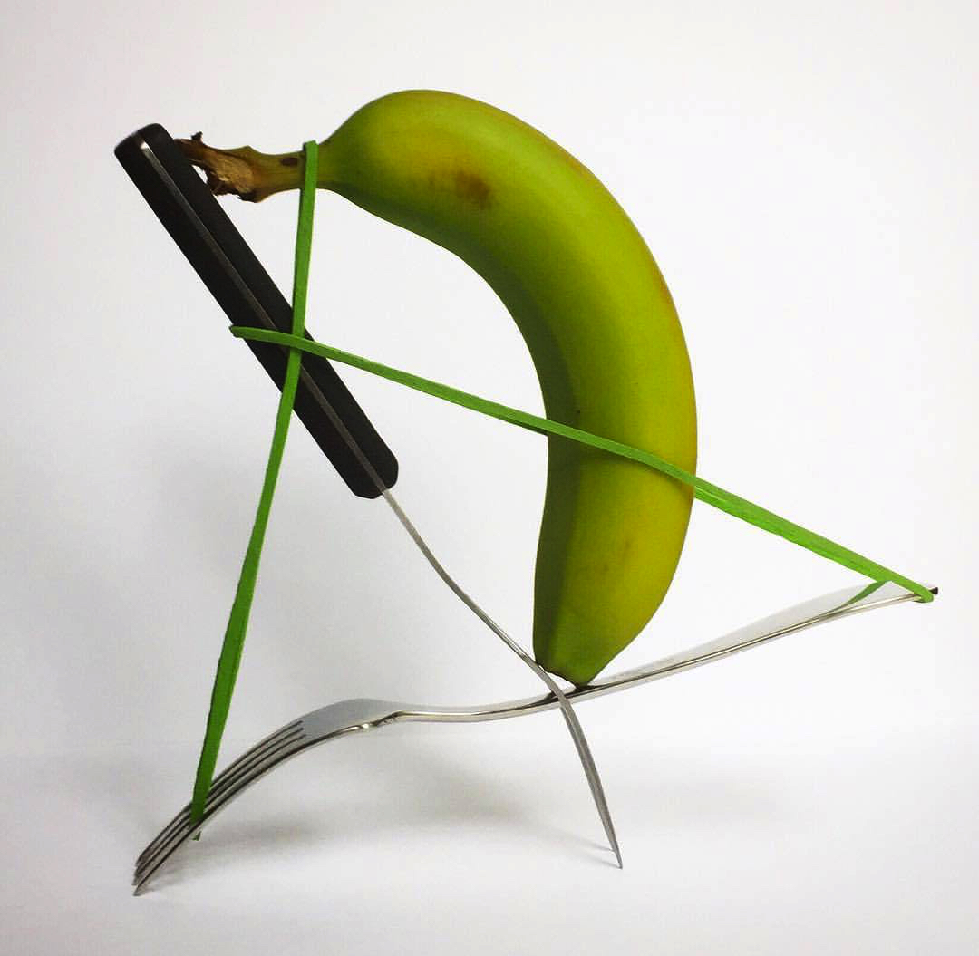 2017 05 30 - 150 of 365 . forks, rubber bands, banana