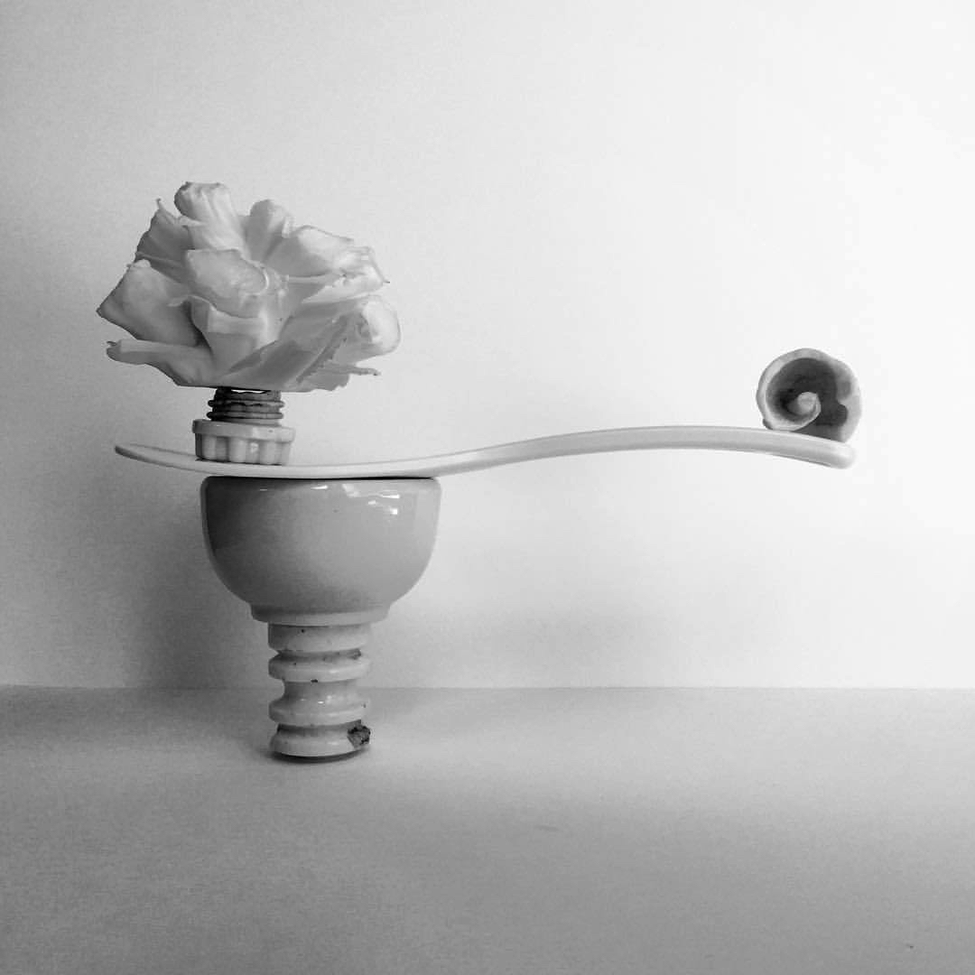 2017 06 06 - 157 of 365 . insulator, bowl, spoon, cap, cauliflower stalk, shell