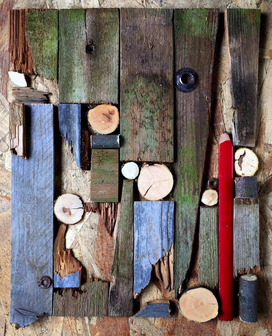 2017 07 07 - 188 of 365 . wood scrap, pencil, hardware
