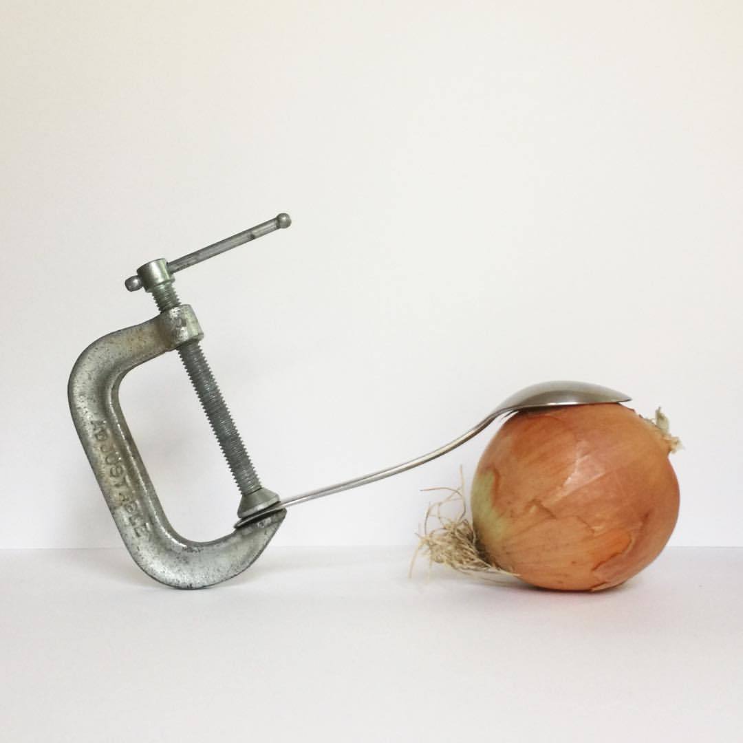 2017 09 19 - 262 of 365 . onion, spoon, c clamp