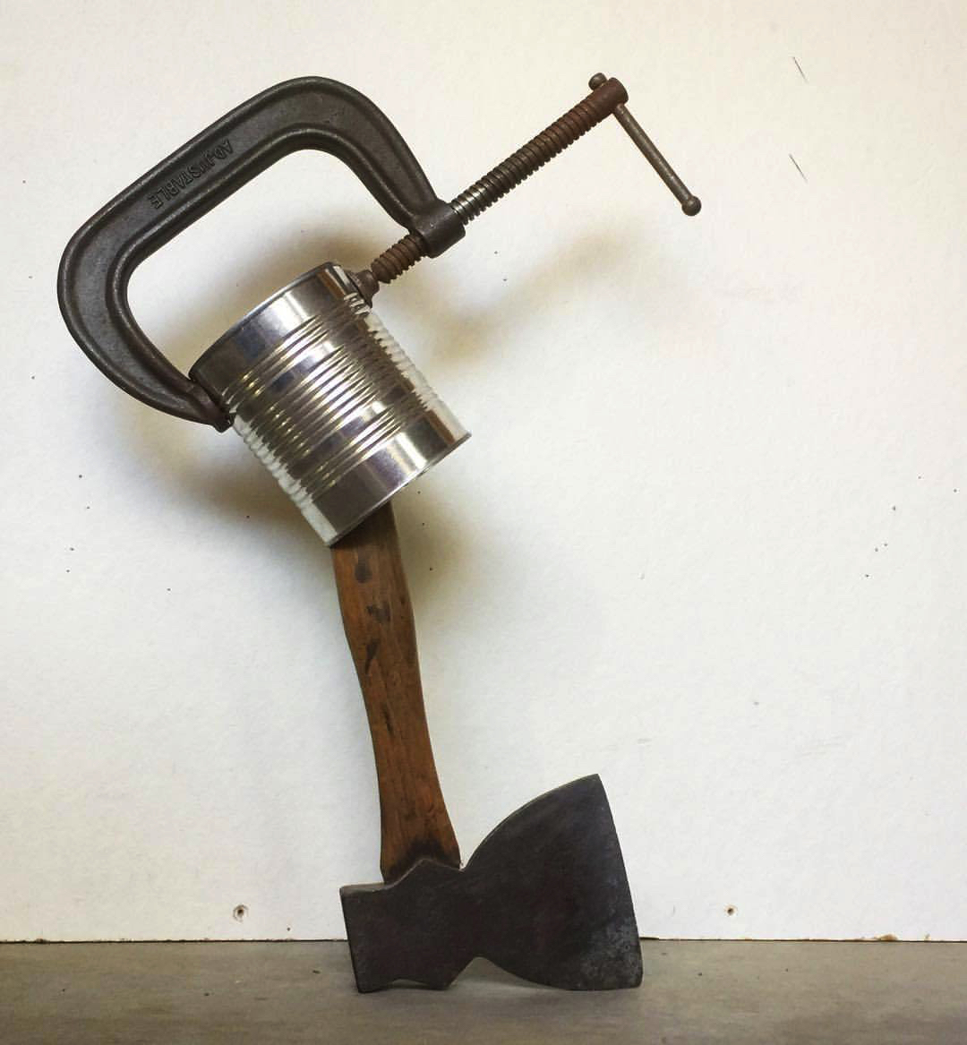 2017 10 05 - 278 of 365 . hatchet, tin can, c clamp